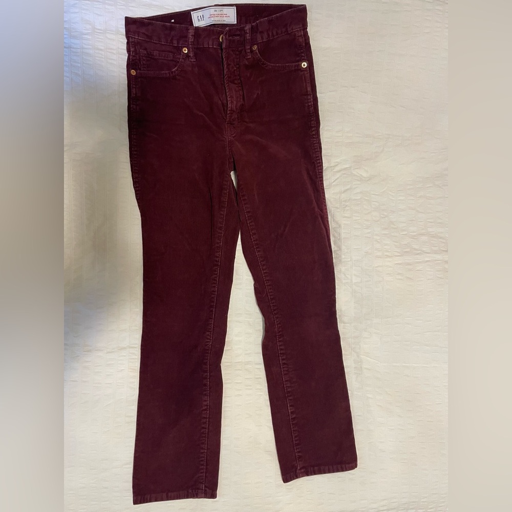 GAP Vintage Slim High Rise Corduroy Pants - Deep Red